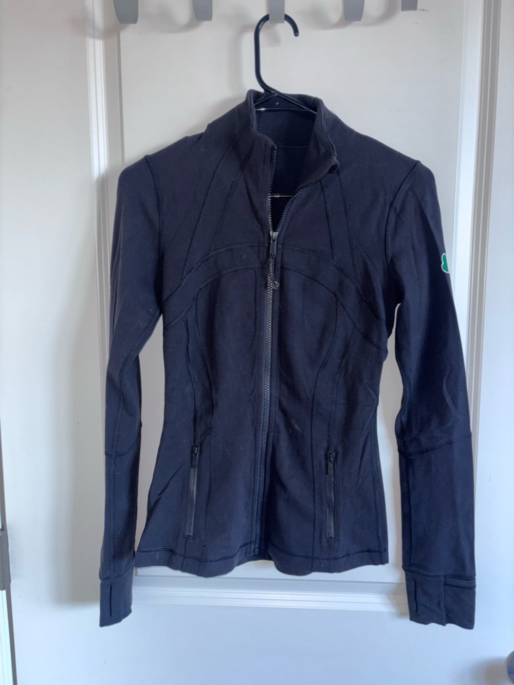 Lululemon Black Zip-Up Bomber Jacket with Notre Dame logo